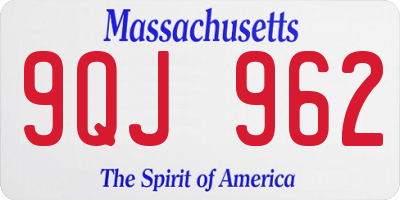 MA license plate 9QJ962
