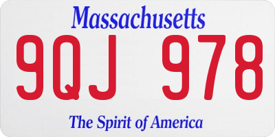 MA license plate 9QJ978