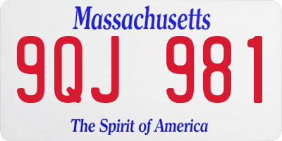 MA license plate 9QJ981