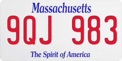 MA license plate 9QJ983