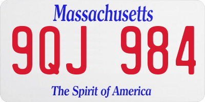 MA license plate 9QJ984