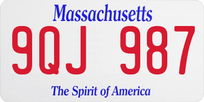 MA license plate 9QJ987