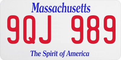 MA license plate 9QJ989