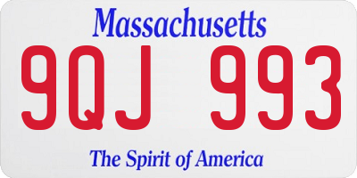 MA license plate 9QJ993
