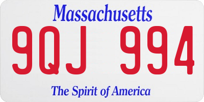 MA license plate 9QJ994