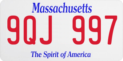 MA license plate 9QJ997