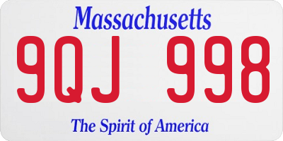 MA license plate 9QJ998