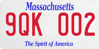 MA license plate 9QK002