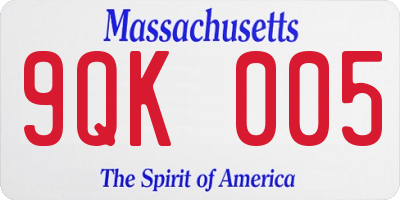 MA license plate 9QK005