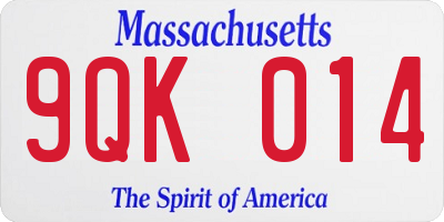 MA license plate 9QK014