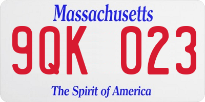 MA license plate 9QK023