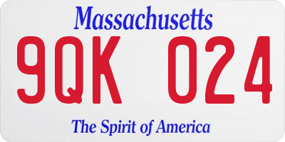 MA license plate 9QK024