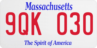MA license plate 9QK030