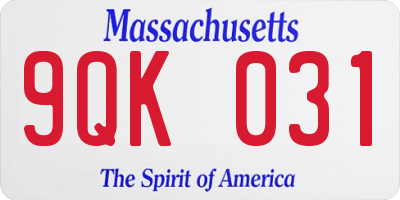 MA license plate 9QK031