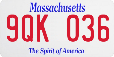 MA license plate 9QK036