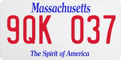 MA license plate 9QK037