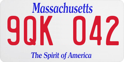 MA license plate 9QK042