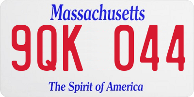 MA license plate 9QK044