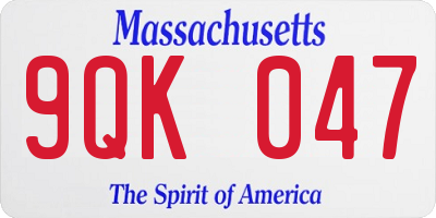 MA license plate 9QK047