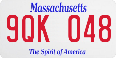 MA license plate 9QK048
