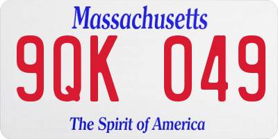 MA license plate 9QK049