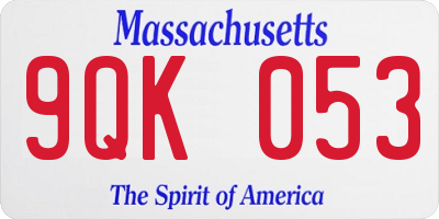 MA license plate 9QK053