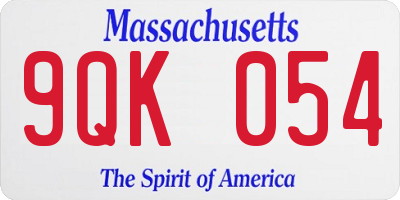 MA license plate 9QK054