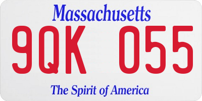 MA license plate 9QK055