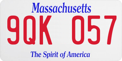 MA license plate 9QK057