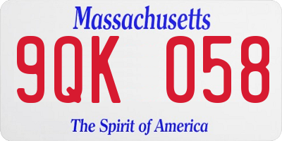 MA license plate 9QK058