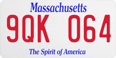 MA license plate 9QK064
