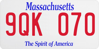 MA license plate 9QK070