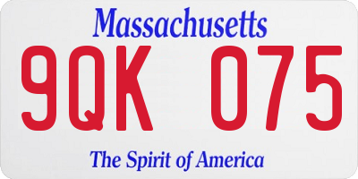MA license plate 9QK075