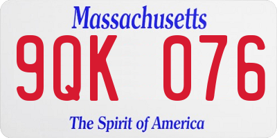 MA license plate 9QK076
