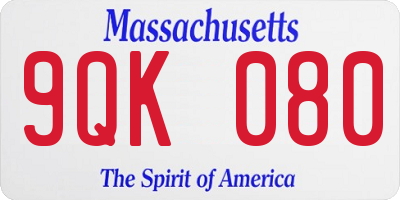MA license plate 9QK080