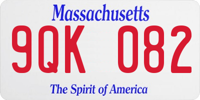 MA license plate 9QK082