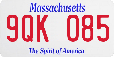 MA license plate 9QK085