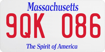 MA license plate 9QK086