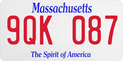MA license plate 9QK087