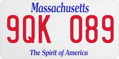 MA license plate 9QK089
