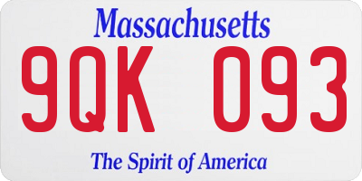MA license plate 9QK093