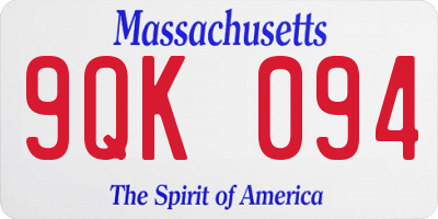 MA license plate 9QK094