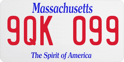 MA license plate 9QK099