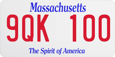 MA license plate 9QK100