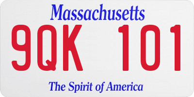MA license plate 9QK101