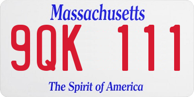 MA license plate 9QK111