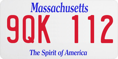 MA license plate 9QK112