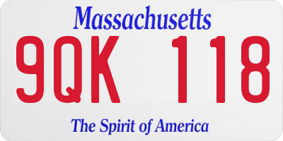 MA license plate 9QK118