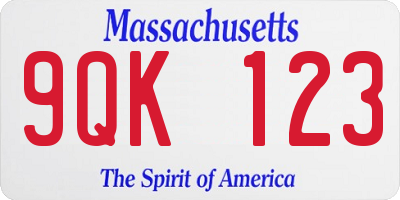 MA license plate 9QK123