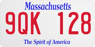 MA license plate 9QK128
